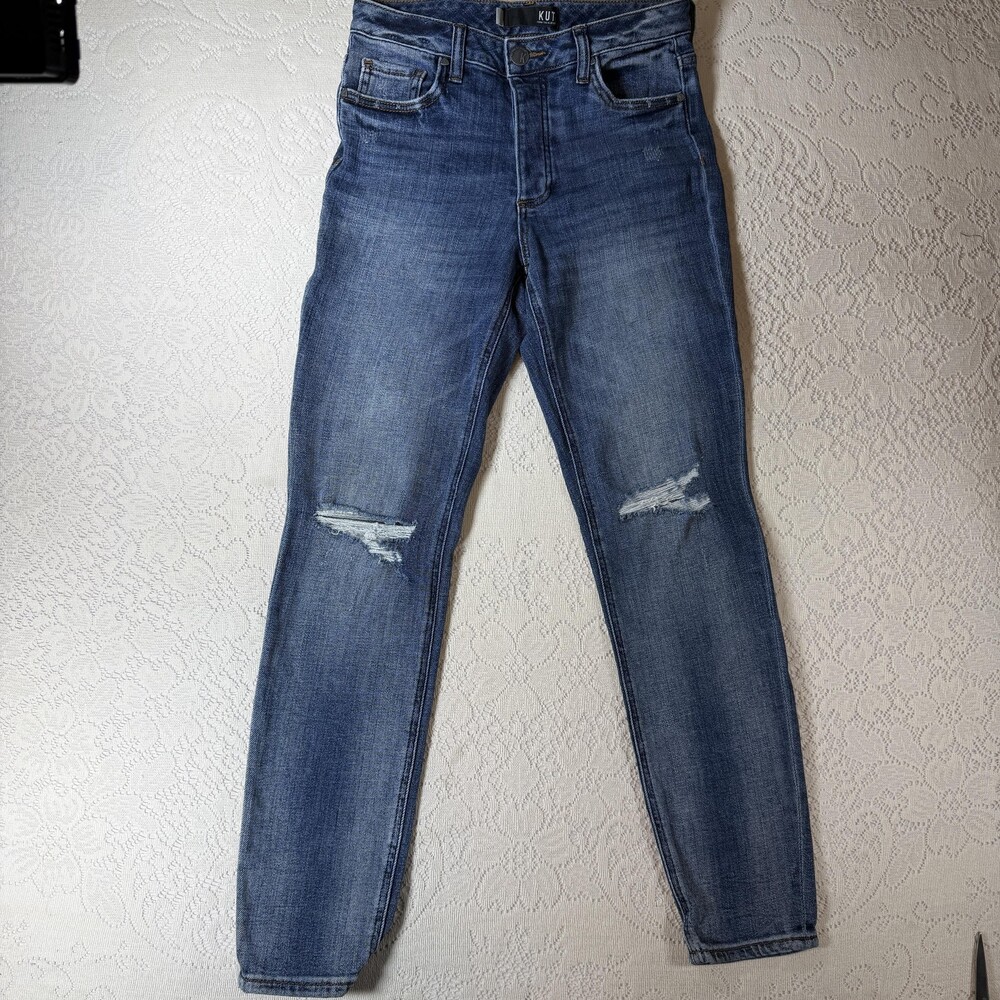 KUT From The Kloth Juliet Jeans Womens 0 High Rise Boyfriend Distressed Denim